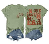 in My Football Mom Era Camicia da donna divertente per amanti dello sport Game Day Football Mom Mom Shirt, Verde, L