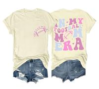 in My Football Mom Era Camicia da donna divertente per amanti dello sport Game Day Football Mom Mom Shirt, Colore: giallo crema., L