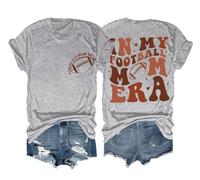 in My Football Mom Era Camicia da donna divertente per amanti dello sport Game Day Football Mom Mom Shirt, Grigio, L