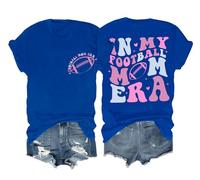 in My Football Mom Era Camicia da donna divertente per amanti dello sport Game Day Football Mom Mom Shirt, Blu reale, L