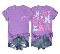 in My Football Mom Era Camicia da donna divertente per amanti dello sport Game Day Football Mom Mom Shirt, Viola, L
