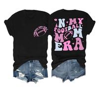 in My Football Mom Era Camicia da donna divertente per amanti dello sport Game Day Football Mom Mom Shirt, Nero , L