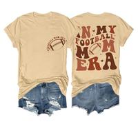 in My Football Mom Era Camicia da donna divertente per amanti dello sport Game Day Football Mom Mom Shirt, cachi, L