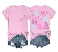 in My Football Mom Era Camicia da donna divertente per amanti dello sport Game Day Football Mom Mom Shirt, rosa, L