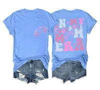 in My Football Mom Era Camicia da donna divertente per amanti dello sport Game Day Football Mom Mom Shirt, Blu Carolina, L