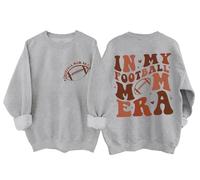In My Football Mom Era Felpa divertente da donna per amanti dello sport Game Day Football Mom Mom Shirt, Grigio, L