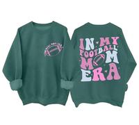 In My Football Mom Era Felpa divertente da donna per amanti dello sport Game Day Football Mom Mom Shirt, Verde, L