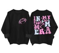 In My Football Mom Era Felpa divertente da donna per amanti dello sport Game Day Football Mom Mom Shirt, Nero , L