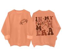 In My Football Mom Era Felpa divertente da donna per amanti dello sport Game Day Football Mom Mom Shirt, Arancia Hami, L