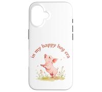 In My Happy Hog Era - Simpatico maialino Positivity Farm Life Design Custodia per iPhone 16