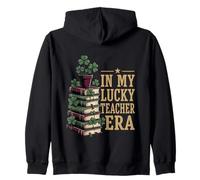 in My Lucky Teacher Era St Patricks Day Libri Shamrock Felpa con Cappuccio