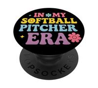 In My Softball Pitcher Era Groovy Fastpitch Gamer Girls PopSockets PopGrip Adesivo