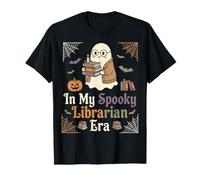 in My Spooky Librarian Era Ghost Bookworm Lettore di Halloween Maglietta