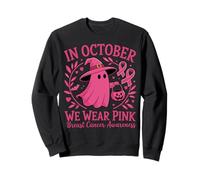 in October We Wear Pink Breast Cancer Ghost Halloween Felpa