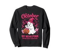 in October We Wear Pink Breast Cancer Ghost Halloween Felpa