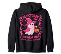 in October We Wear Pink Breast Cancer Ghost Halloween Felpa con Cappuccio