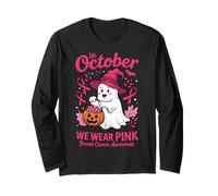 in October We Wear Pink Breast Cancer Ghost Halloween Maglia a Manica
