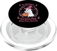 In October We Wear Pink Breast Cancer Ghost Halloween PopSockets PopGrip per MagSafe