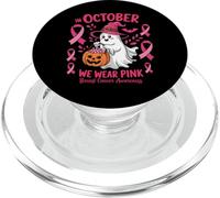 In October We Wear Pink Breast Cancer Ghost Halloween PopSockets PopGrip per MagSafe