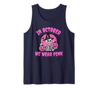 in October We Wear Pink Breast Cancer Skeleton Halloween Canotta