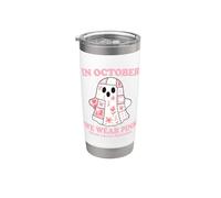 In October We Wear Pink Ribbon and Patchwork Ghost Awareness Bicchiere termico in acciaio inox doppia parete