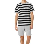 In One Clothing Pigiama corto da ragazzo, Grigio melange a righe, 152 cm