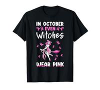 in Ottobre Anche Le Streghe Indossano Il Cancro al Seno Rosa di Halloween Maglietta