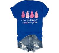 in ottobre indossiamo camicia fantasmi rosa maglietta da donna per la consapevolezza del cancro al seno maglietta Halloween fantasma top, Blu reale, L