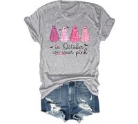 in ottobre indossiamo camicia fantasmi rosa maglietta da donna per la consapevolezza del cancro al seno maglietta Halloween fantasma top, Grigio, L
