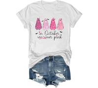in ottobre indossiamo camicia fantasmi rosa maglietta da donna per la consapevolezza del cancro al seno maglietta Halloween fantasma top, bianco, L
