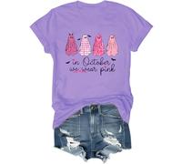 in ottobre indossiamo camicia fantasmi rosa maglietta da donna per la consapevolezza del cancro al seno maglietta Halloween fantasma top, Viola chiaro, L