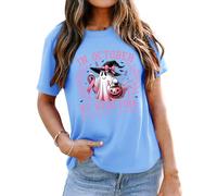 in ottobre indossiamo camicia rosa, camicia per la consapevolezza del cancro al seno per le donne top a maniche corte, Blu Carolina, 3XL