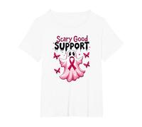 in Ottobre Indossiamo Fantasma Rosa - Scary Good Support Maglietta, Donna Plus-Size, Bianco, 2X