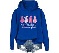In ottobre indossiamo fantasmi rosa felpa con cappuccio da donna per la consapevolezza del cancro al seno camicia Halloween fantasma felpa, Klein Blue., L
