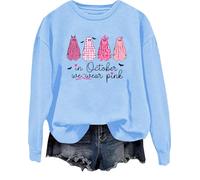 In ottobre indossiamo fantasmi rosa felpa da donna per la sensibilizzazione sul cancro al seno camicia Halloween fantasma top, blu cielo, L