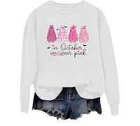 In ottobre indossiamo fantasmi rosa felpa da donna per la sensibilizzazione sul cancro al seno camicia Halloween fantasma top, bianco, L