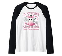 in Ottobre indossiamo la consapevolezza del Cancro al Seno Carino Fantasma Rosa Maglia con Maniche Raglan