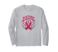in Ottobre indossiamo la consapevolezza del Cancro al Seno Rosa della Zampa della Speranza Maglia a Manica