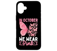 In ottobre indossiamo la consapevolezza delle farfalle rosa Custodia per iPhone 16 Plus