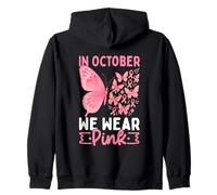 in Ottobre indossiamo la consapevolezza delle Farfalle Rosa Felpa con Cappuccio