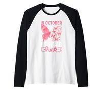 in Ottobre indossiamo la consapevolezza delle Farfalle Rosa Maglia con Maniche Raglan