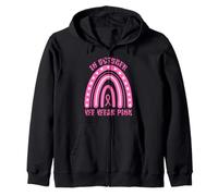 in Ottobre indossiamo Rosa - Rainbow Breast Cancer Awareness Felpa con Cappuccio