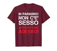 in Paradiso Niente Sesso. Shirt Divertenti Scritte Ironiche Maglietta, Uomo, Bordeaux, M