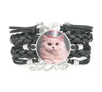 In Pelle Intrecciata Regolabile Con Cordino A Forma Di Gatto E Cappello Col