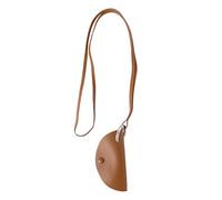 in pelle per il collo,Borse piccole in pelle per le donne, borsa per cuffie con collo semicircolare, borsa per cuffie portatile, custodia per chiavi resistente all'usura per viaggi, comp, marrone
