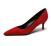 in Pelle Scamosciata Tacchi a Spillo per Le Donne Scivolare su Confortevole Moda Classica Pompe da Donna Scarpe da Laurea Rosso 5cm 37 EU
