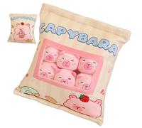 in peluche con borsa per snack - Capybara PlLush Toy | Set di cuscini rimovibili per animali di peluche con 6 mini capibara, morbido cartone animato Plussh PilloWw per bambini adulti decorazio
