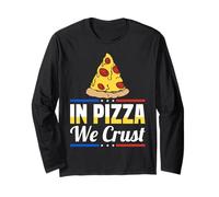in Pizza We Crust Funny Foodie Design Maglia a Manica