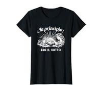 in Principio Era Il Gatto Disegno Meme Tocco Dio e Adamo Maglietta