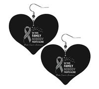 In questa famiglia Nessuno combatte da solo Consapevolezza del cancro al cervello Nastro Orecchini in pelle per le donne Orecchini pendenti Ciondolo a forma di cuore con gancio Regali per ragazza adu